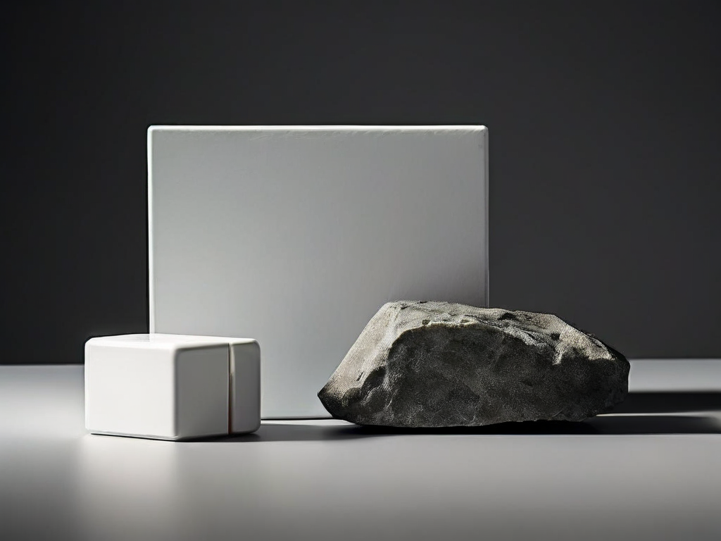 Stacked blank data blocks, a small capacity gauge, and a portable drive on a stone counter.