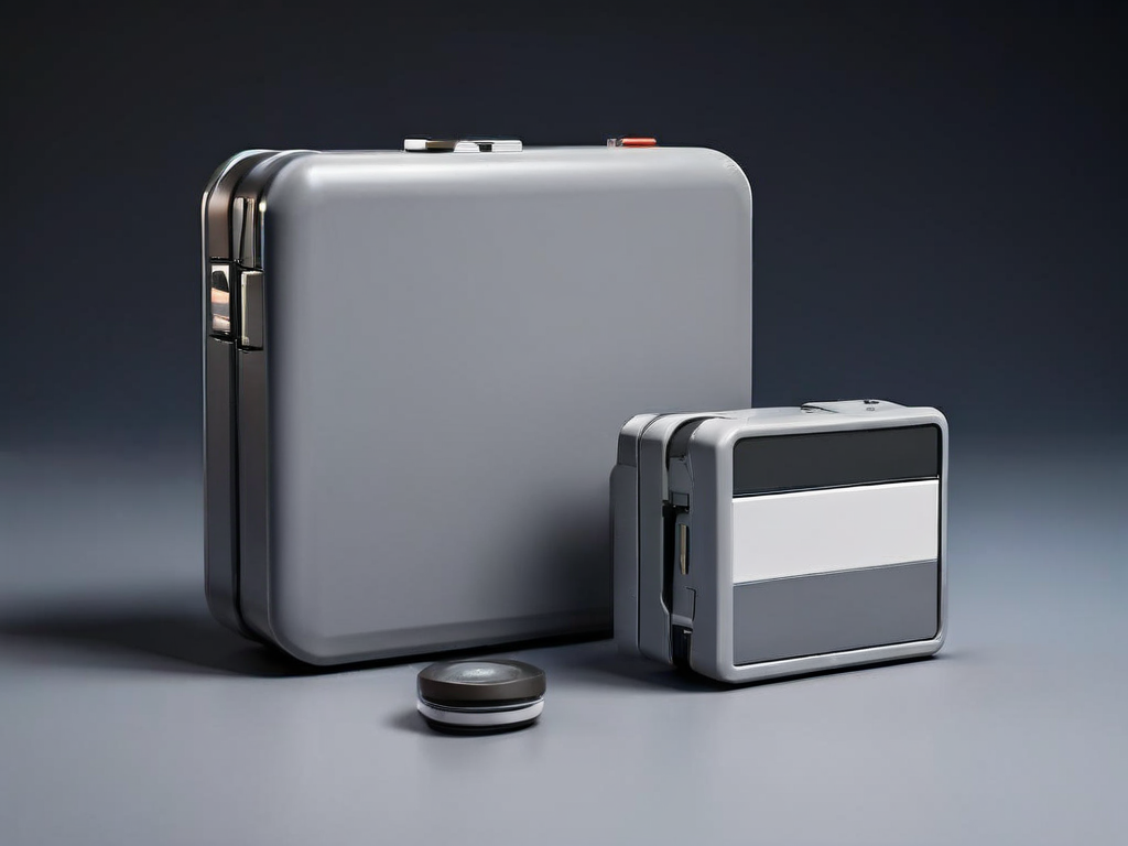 A portable storage drive with stacked data blocks and a capacity gauge, representing CDN cache cleanup preparation.
